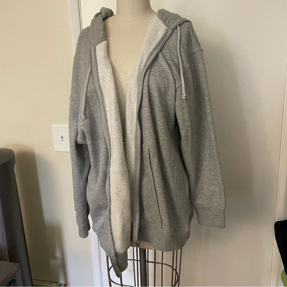 Grey Zara oversized zip up hoodie Size L